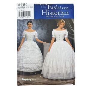Simplicity 9764 Fashion Historian Martha McCain Sewing Size RR 14 16 18 20 Hoop
